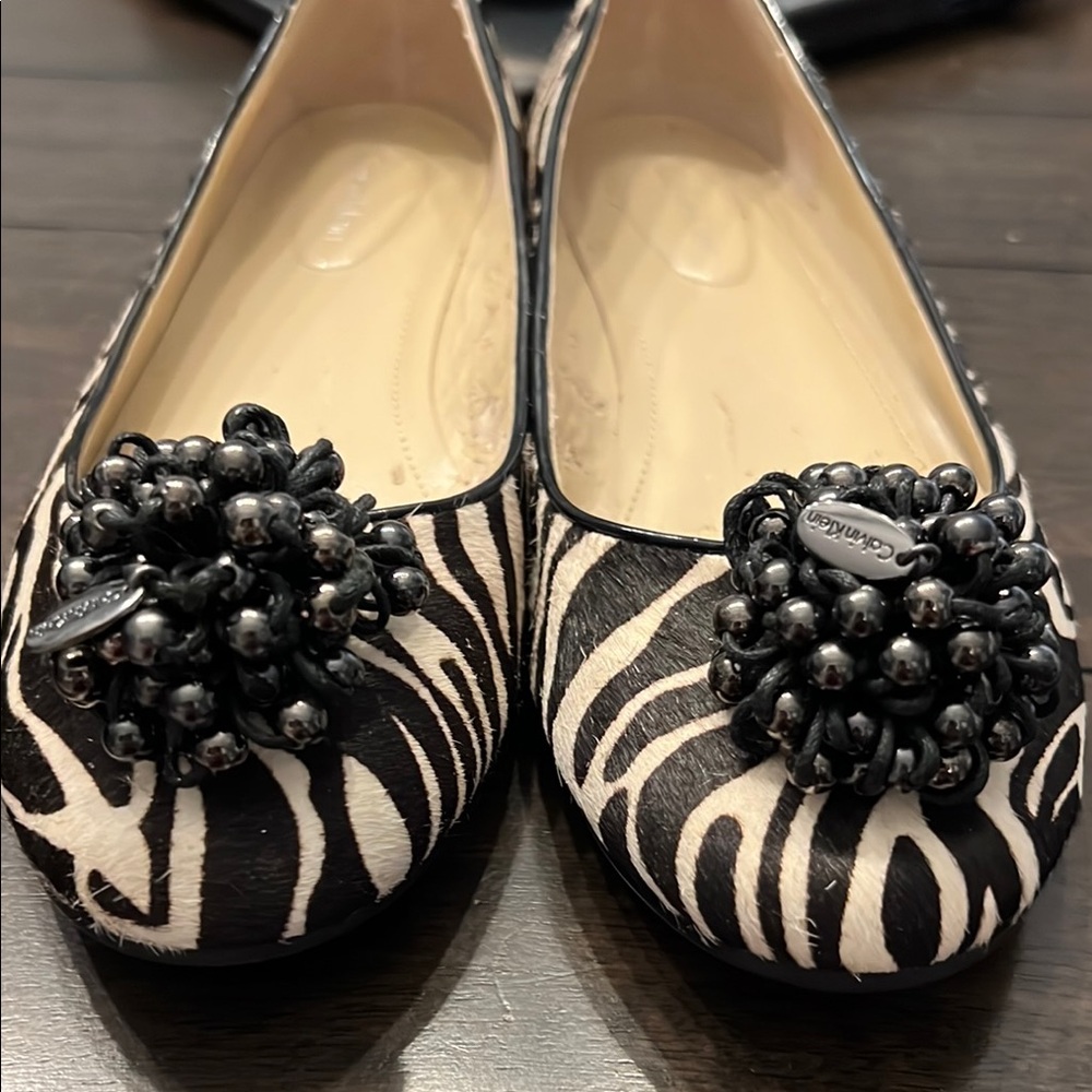 Calvin Klein Zebra Print Women's Flats - Black and White